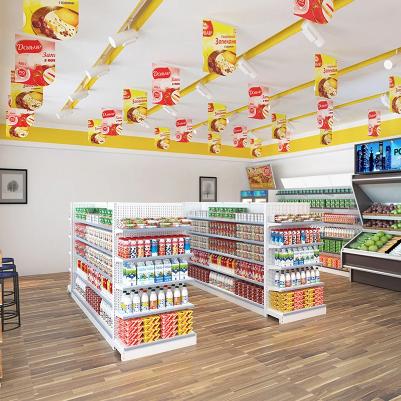 Label Rak Supermarket Hapus Rak Piramida Rak Mengambang