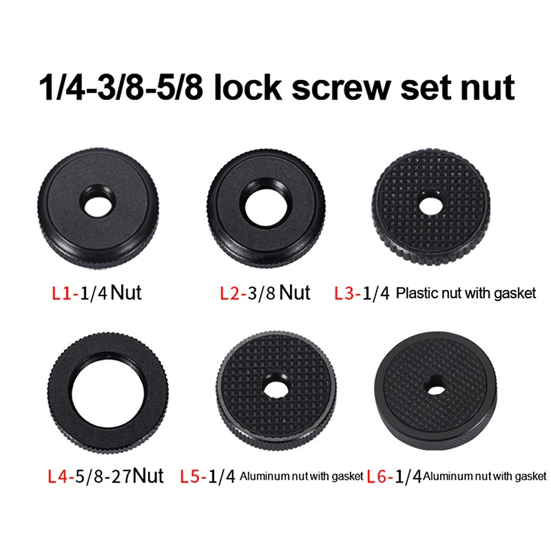 1/4 3/8 5/8Inch Nut Photography Accessories Hot Shoe Seat Lock Knob Flash Stand Mount Adapter For Dslr Tripod Selfie Stick-F(x)