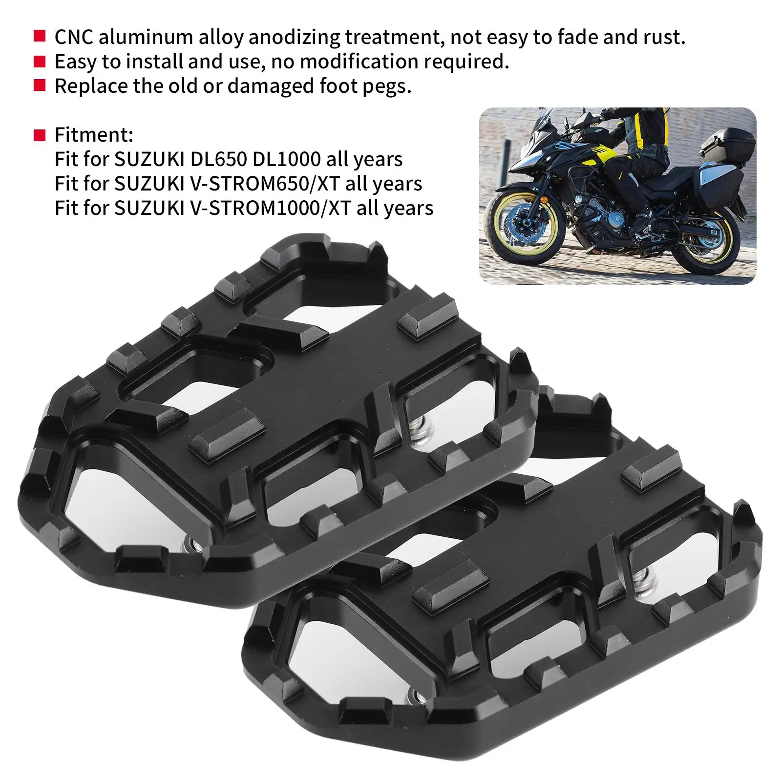 مسند قدم واسع للدراجة النارية بدواسات من سبائك الألومنيوم باستخدام الحاسب الآلي مناسبة لـ dl650 DL1000 VSTROM 650XT/1000XT