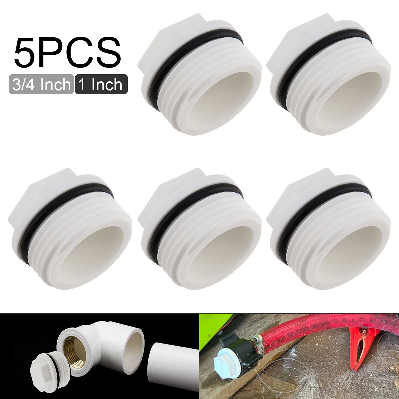 5pcs Hex Male Threaded PPR Pipe Plug End Cap, Garden Hose Water Tubing Stopper Prevent Leakage Choke Fitting