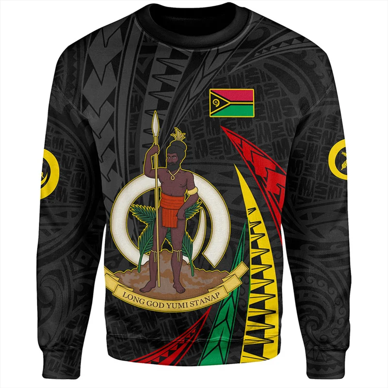 Harajuku 3D Print Vanuatu Unity Day Sweatshirts For Men Vanuatu IndependenceDay Graphic Round Neck Hoodies Fashion Clothing Tops