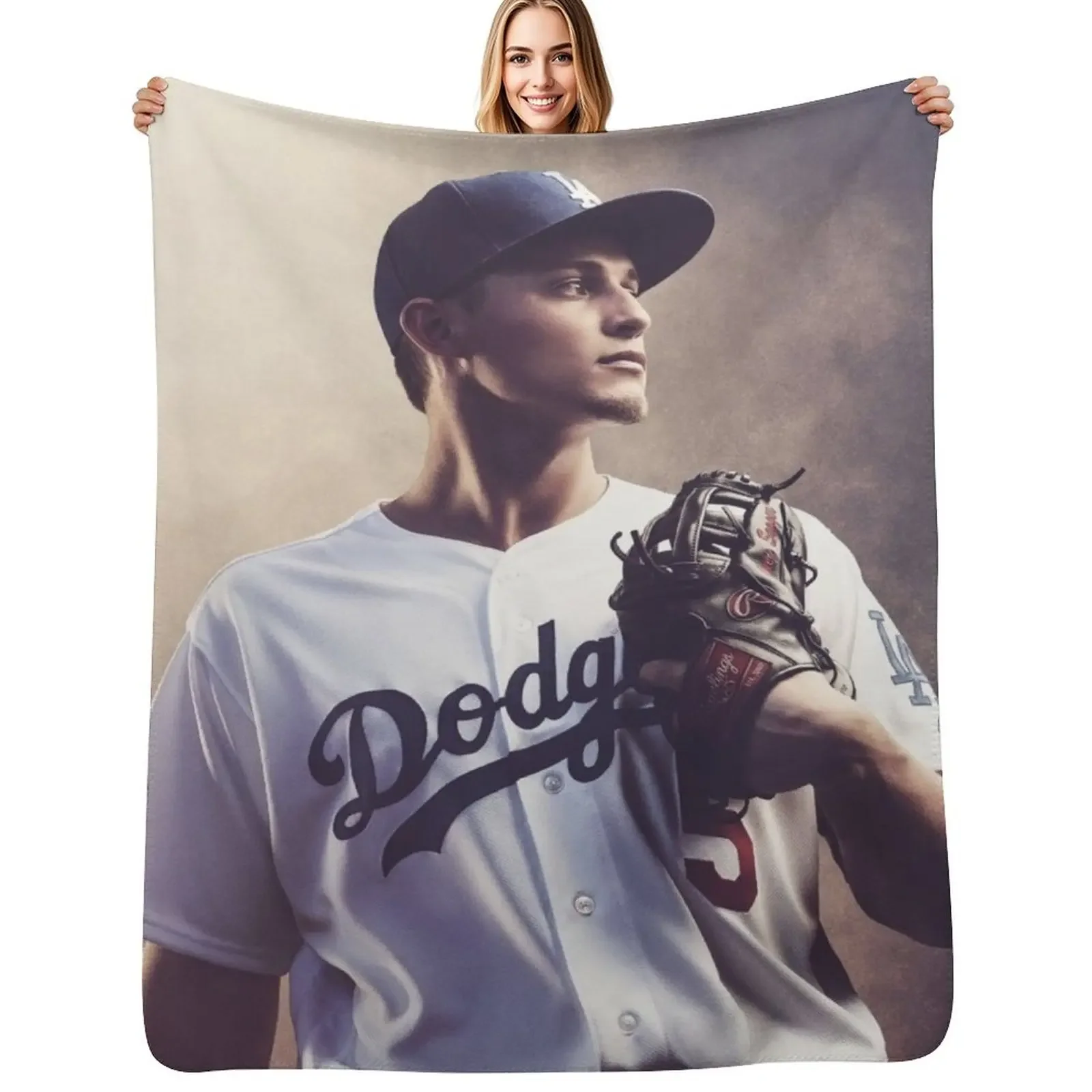 

Corey Seager Throw Blanket Plaid on the sofa Winter beds Soft Beds Sofa Quilt Blanket