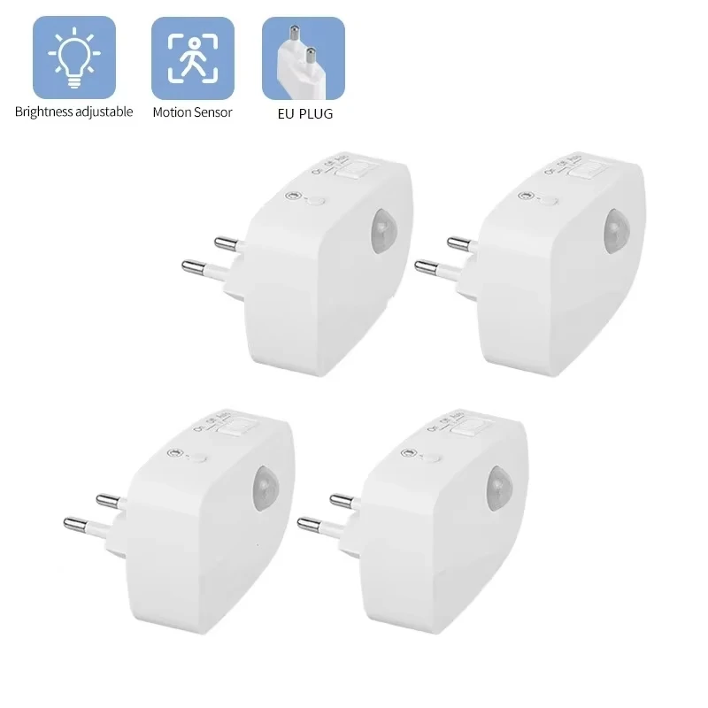Motion Sensor LED Night Light EU Plug In 3 Modes Night Lamp For Home Aisle Hallway Stair Kitchen Bedroom Bedside Lighting
