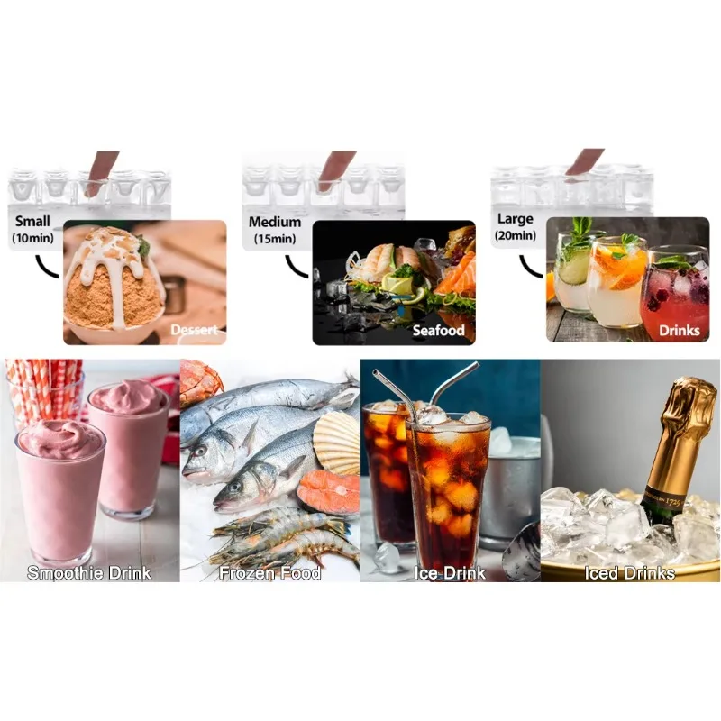 

TULXIce Cube Maker Machine 80kg Automatic Countertop Commercial Block Ice Making Machine for Business Home Food Shop