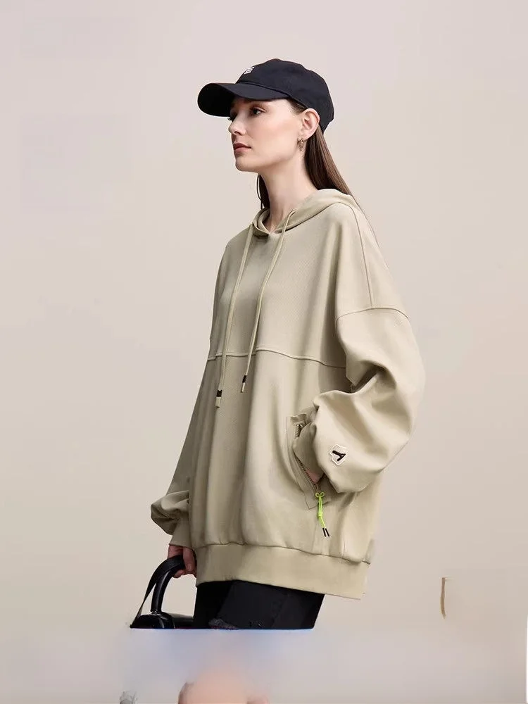 

Новая весенняя повседневная толстовка с вышивкой и буквенным принтом для женщин, свободный крой, топ с завязками, смесь хлопка и полиэстера, длинный рукав