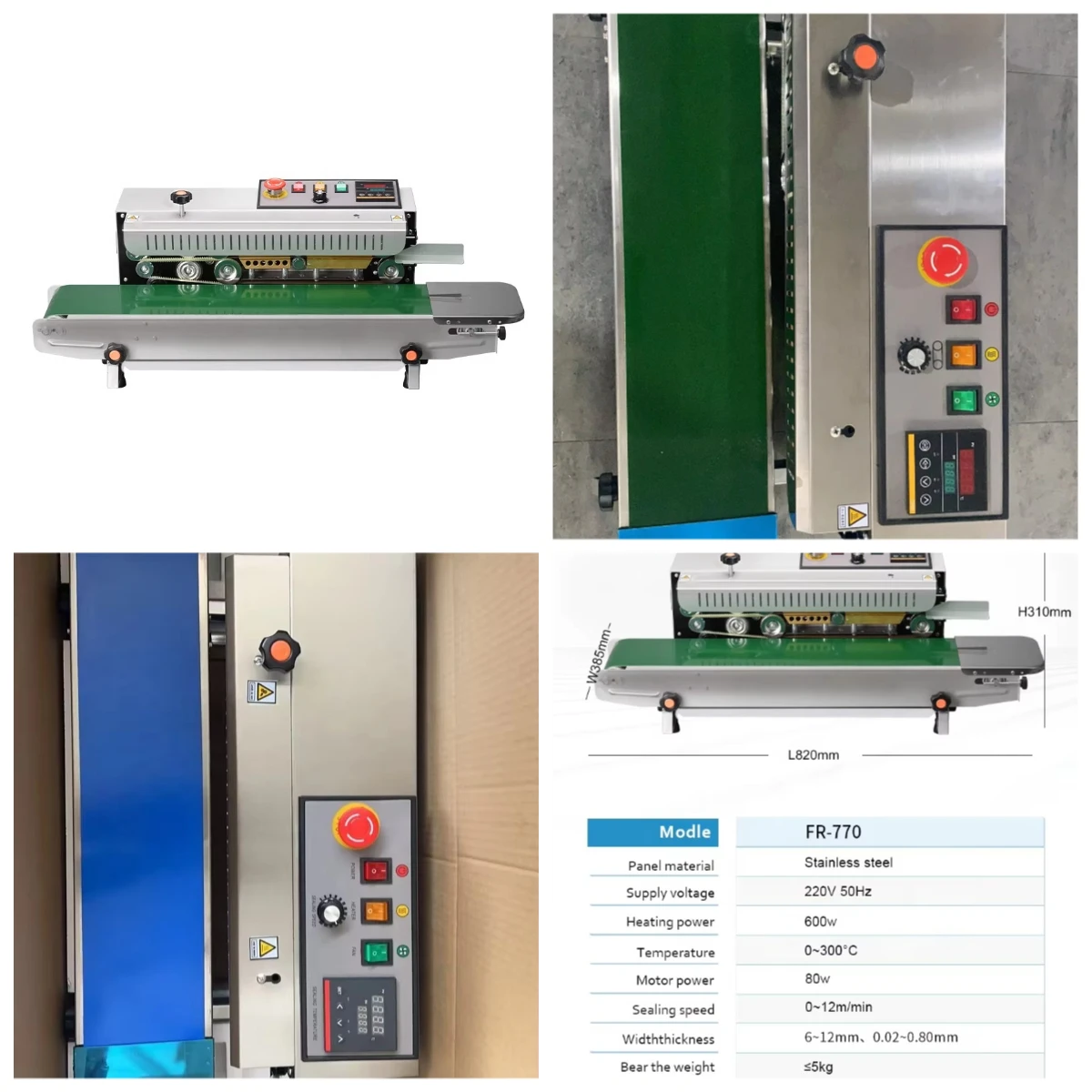 

STLZhuoyu FR-770 Stainless Steel Standard Horizontal Table Continuous Heat Plastic Bag Band Sealing Machine