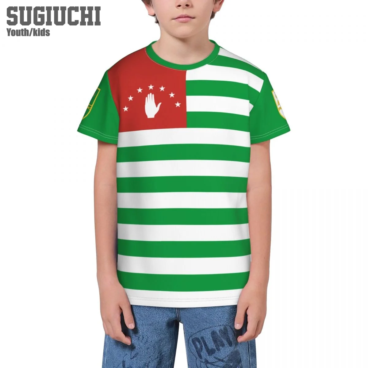 Custom Name Number Republic Of Abkhazia Flag Emblem 3D T-shirts For Kids Youth Boy/Girl Tees jersey Soccer Football Fans Gift