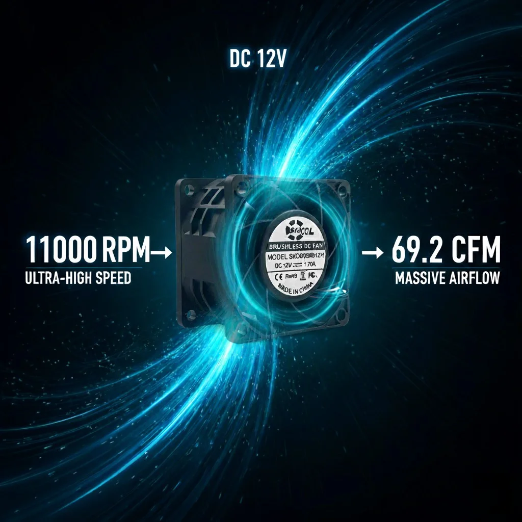 SXDOOL 60x60x38mm DC 12V 1.70A Alta Velocidade 11000RPM 69.2CFM 4 Fios PWM Ventilador de resfriamento industrial com rolamento de esferas duplo