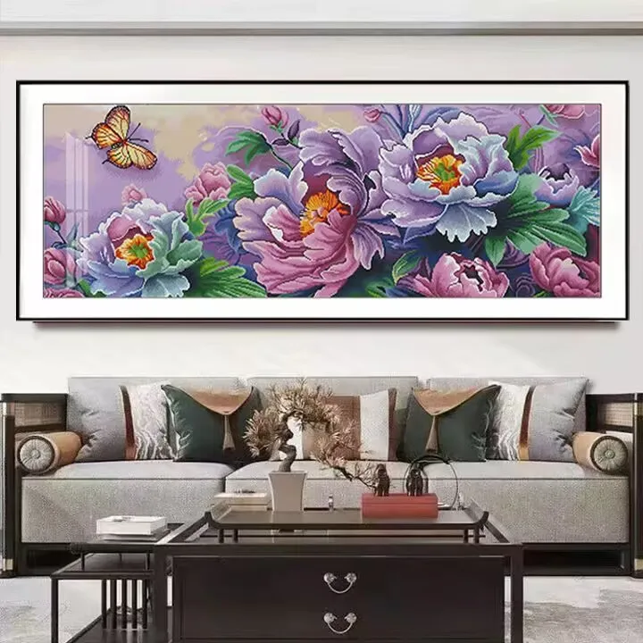 

9ct 180X60CM цветы бабочка вышивка DIY наборы с принтом в китайском стиле вышивка крестиком набор для рукоделия домашний декор ремесла