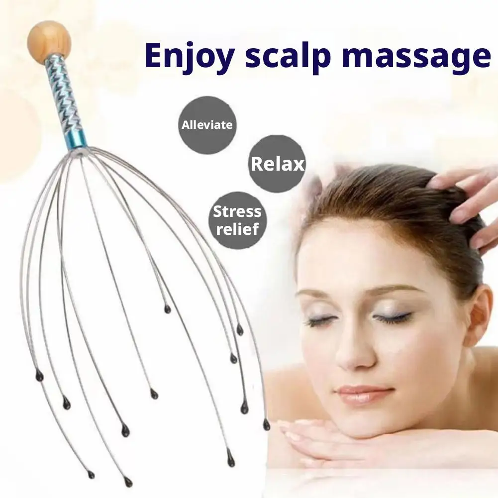 Octopus Scalp Massager Ergonomic Handheld Food Grade Silicone Head Relaxer for Stress Relief Blood Circulation Office Home