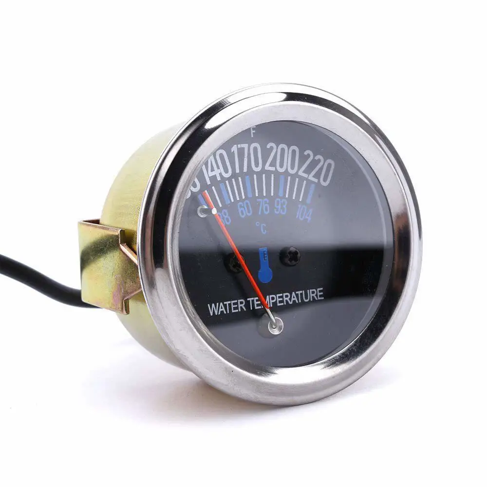 

ELING 52mm Mechanical Pointer Water Temp Gauge 38-104℃ 100-220℉ with Yellow Light Temp Sensor 1/2"-14NPT Thread for 12V Vehicles