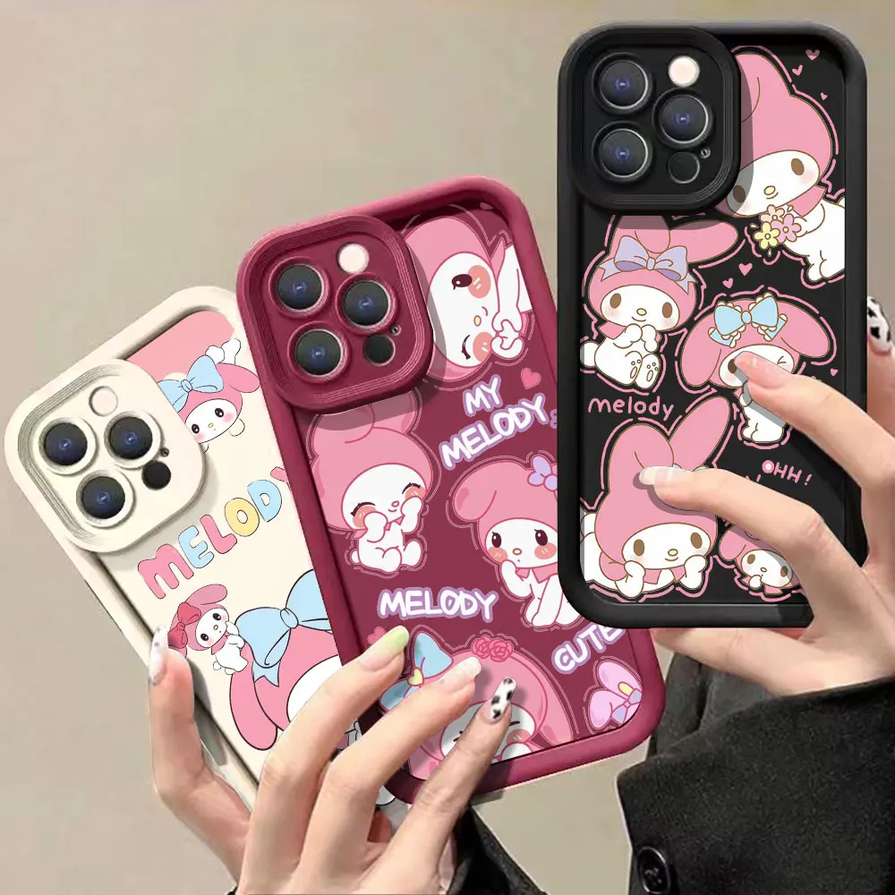 Милый чехол для телефона Cartoon My Melody для Samsung Galaxy S24 S25 S20 S21 S22 S23 Plus Fe Note 20 S24 Ultra 5G, жидкий силиконовый чехол