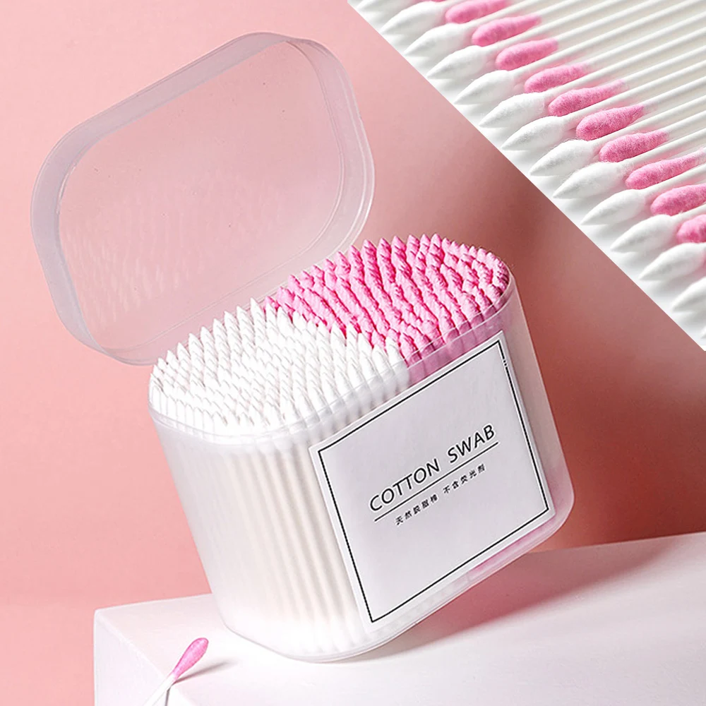 

100/200/300Pcs Disposable Double Head Wood Cotton Swab Lipstick Ear Swab Cleaning Cotton Buds Makeup Sticks Cotton Swabs Tools