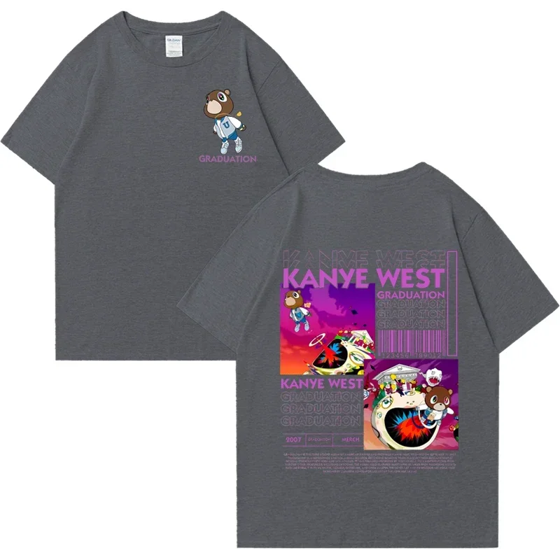 Kanye West Graduation Bear Graphics print T shirt Men Women Hip Hop streetwear vintage Tops short sleeve Unisex Cotton T-shirts