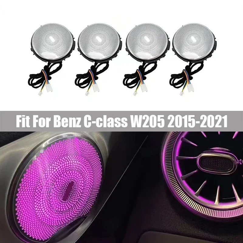 64 Colors Luminous Cover Plate Fit for Mercedes-benz C Class W205 2015 2016 2017 2018 - 2021 Door Speaker Cover Atmosphere Lamp