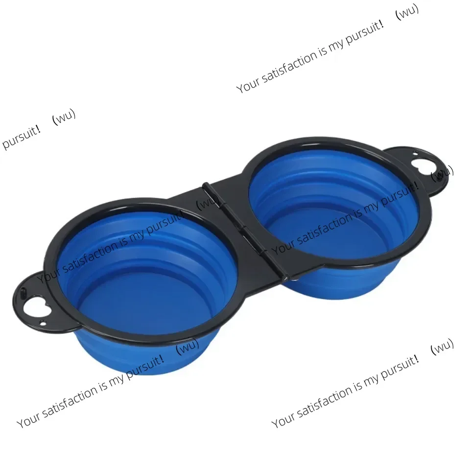 2 in 1 foldable double bowl feeding bowl, portable outdoor travel pet drinking bowl