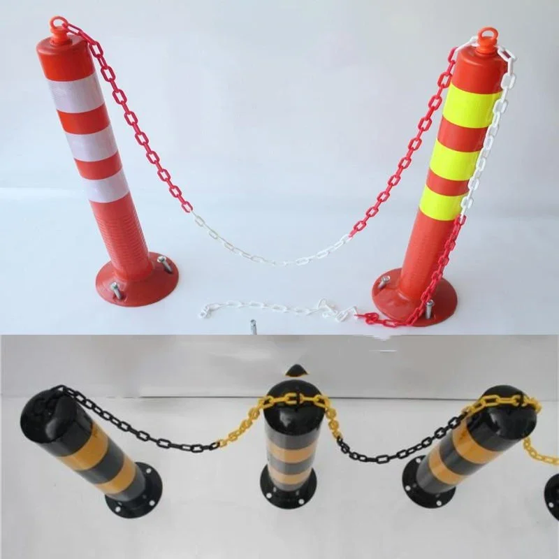 50M 6mm Diameter Plastic Link Warning Chain Black Yellow Red White Road Barrier Traffic Block Wire Chain for Safety