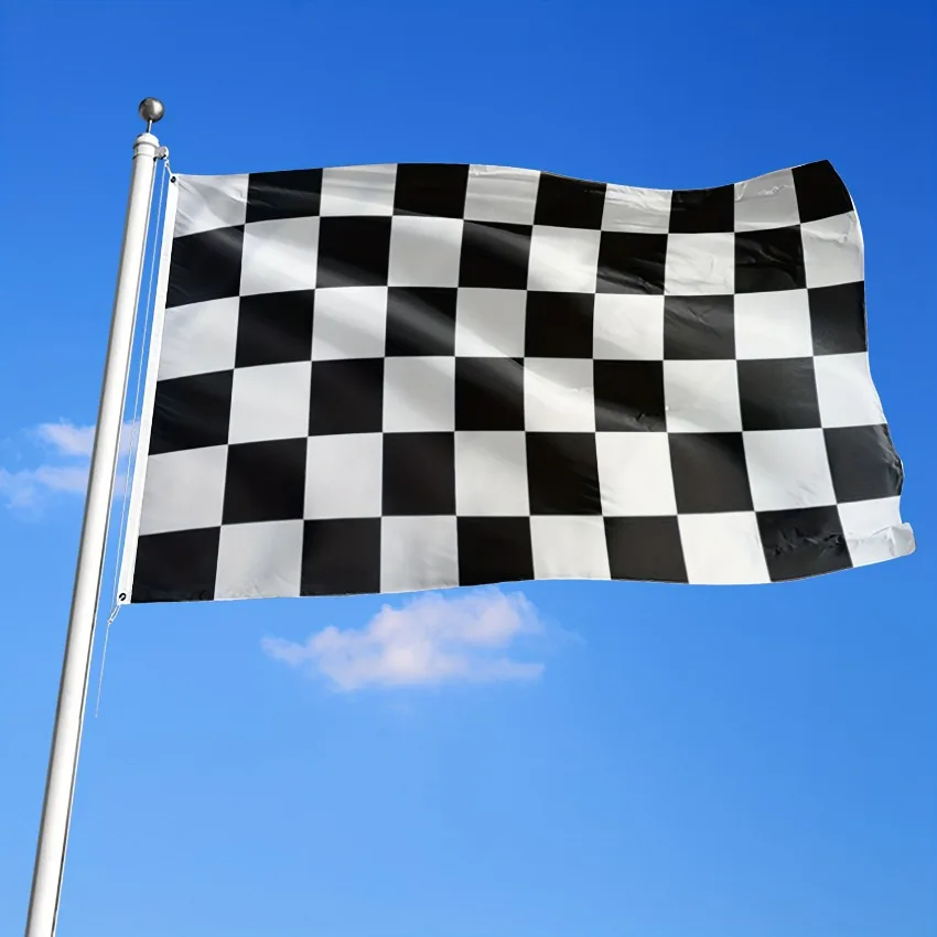 Checkered Racing Flag Black White Grid Polyester Vivid Color Grommets Banner Tapestry Man Cave Bar Racing Outdoor Decor 3x5 Ft