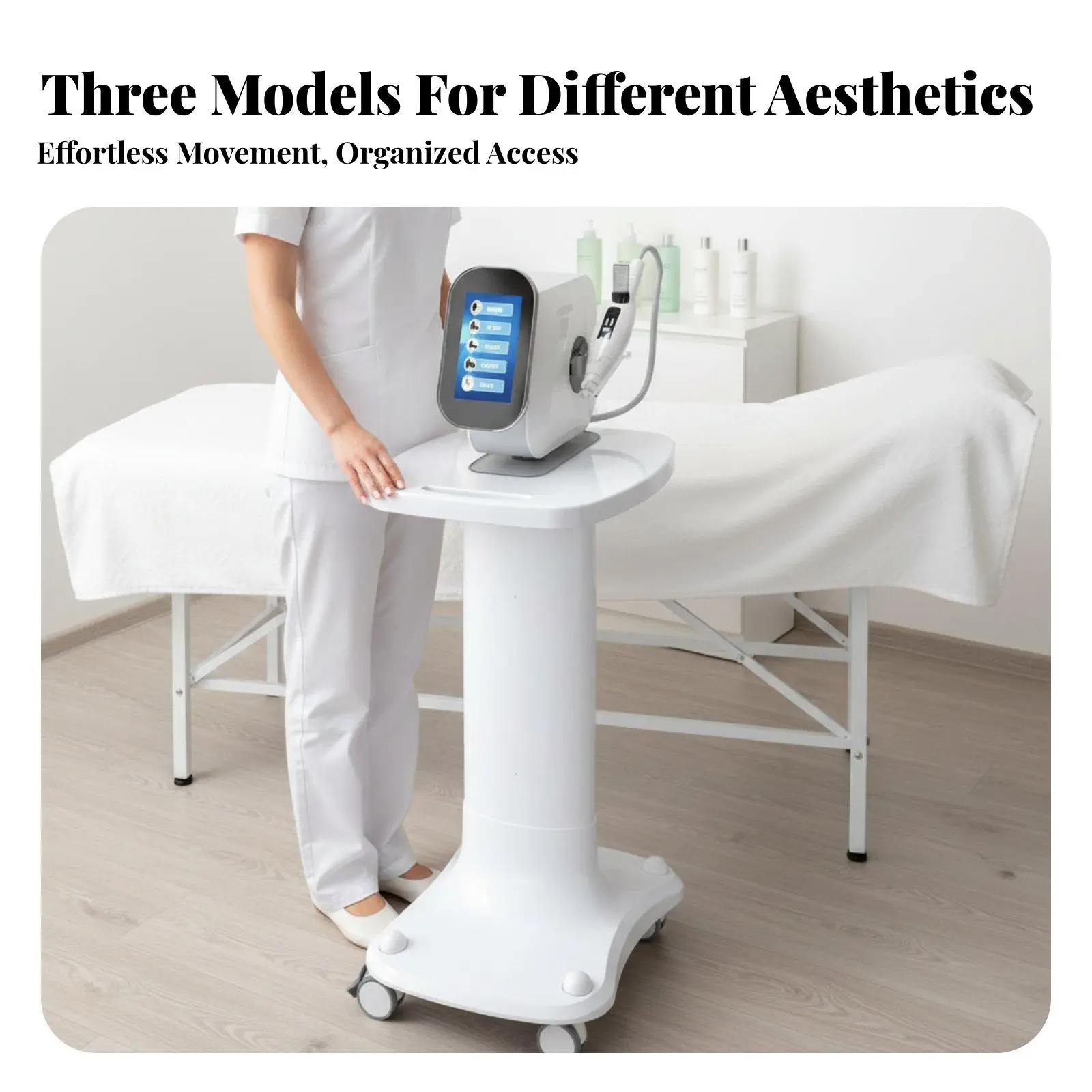 Cosmetic Tool Trolley Heavy Duty Spa Instrument Trolley 360° Rotating Wheels Cosmetic Instrument Stand for Aestheticians,