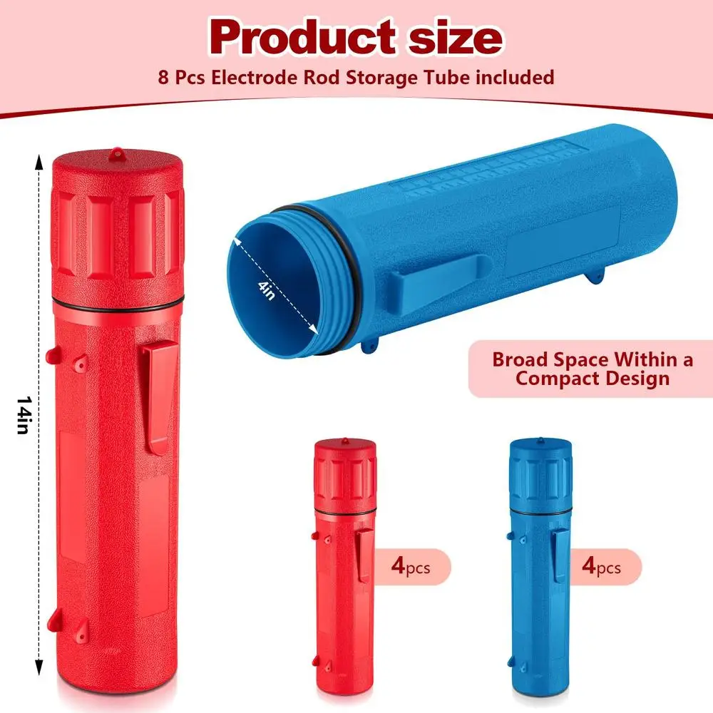 Welding Electrode Rod Holder Set 8 Pcs 14 Inch Airproof Container Max Convenience Durable ABS Material Waterproof Storage