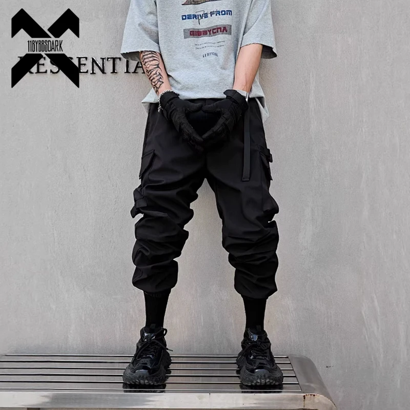

Мужские тактические функциональные джоггеры-карго 2026 в стиле techwear, уличные брюки-харем с множеством карманов, черные, на эластичной резинке
