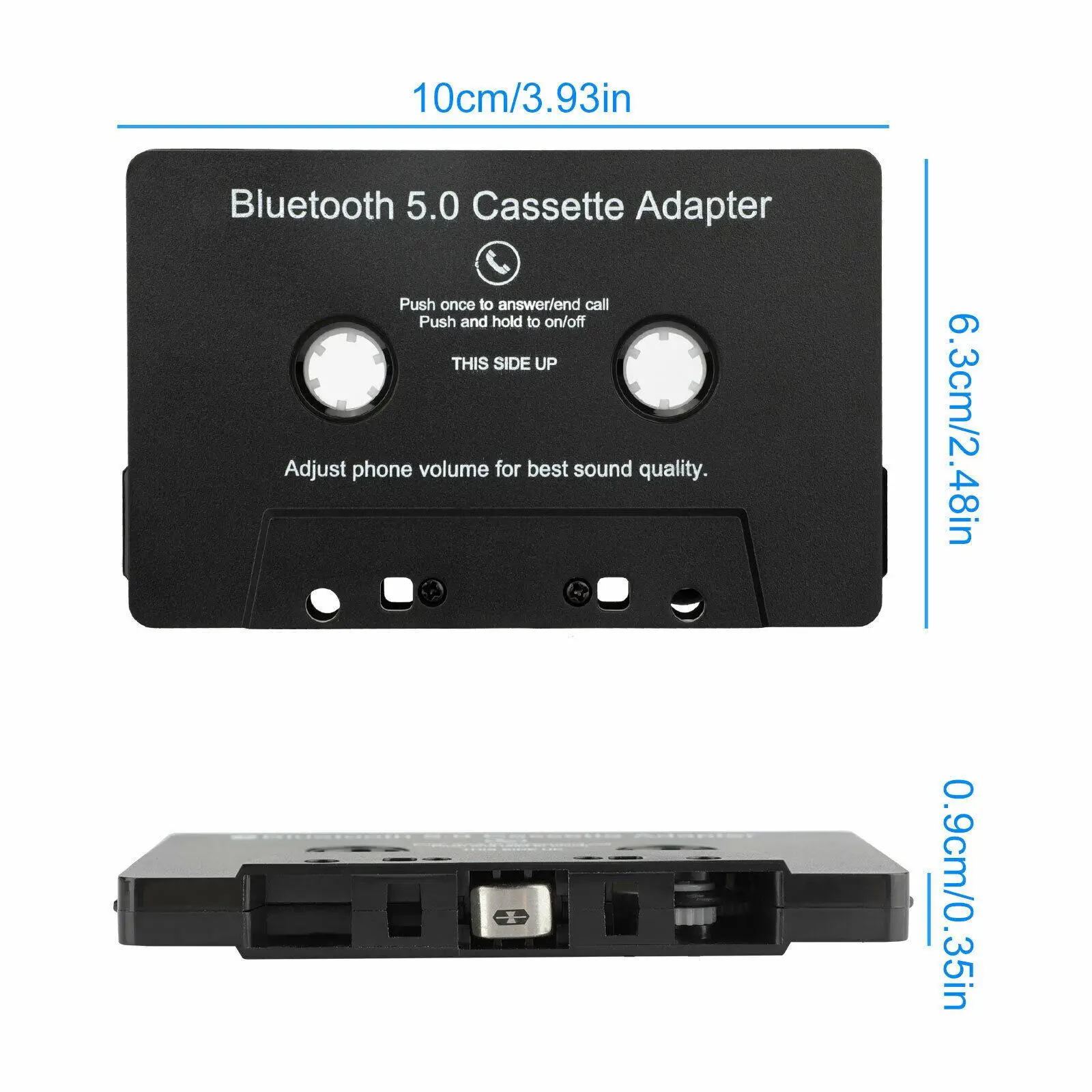 Adaptador Universal de casete Bluetooth a Aux con Audio Estéreo Premium con batería integrada, adaptador de casete para teléfono inteligente