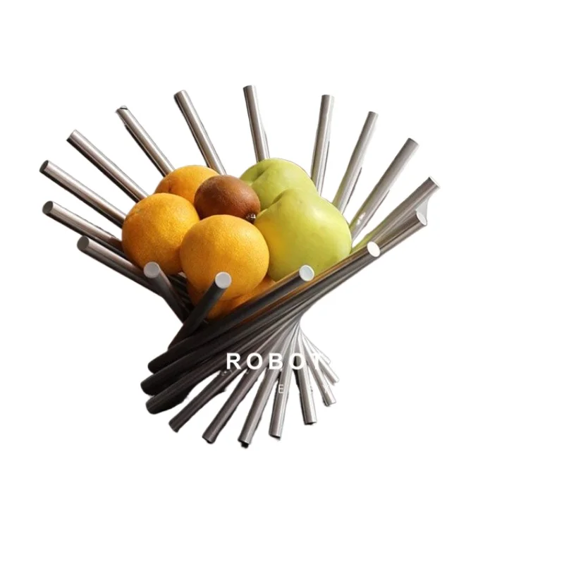Stainless Steel Fruit Basket, Simple Storage Container, Korean Style Foldable Organizer, Stylish Versatile Decorative Basket