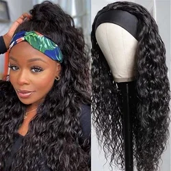 Brazilian Water Wave Headband Human Hair Wig For Black Women Full Machine Made Curly Headband Wig Remy Human Hair 10-30 Inches