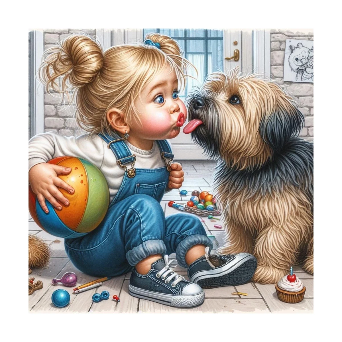 1 Stück 40x40 cm/15,74 Zoll, 11Ct/14Ct Kreuzstich-Set, DIY Valentinstagsgeschenk, Stickerei-Set für Festivals, Mädchen und Welpen – Detail 3
