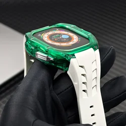 Modification Kit Sport Rubber Strap for Apple Watch Ultra2 49mm Clear Case Rubber Correa for IWatch 9 49mm Bracelet  Accessories