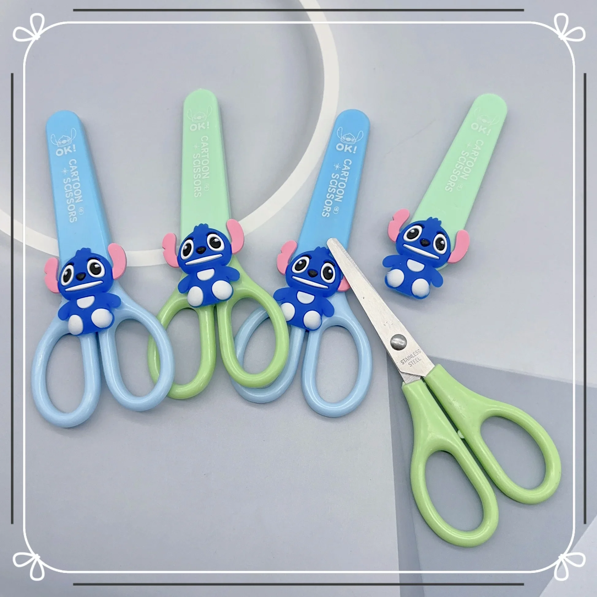 Disney Stitch Scissors Kawaii Lilo Stitch Children Safety Protective Handmade Scissors Cartoon Cute Stationery Supplies Gifts