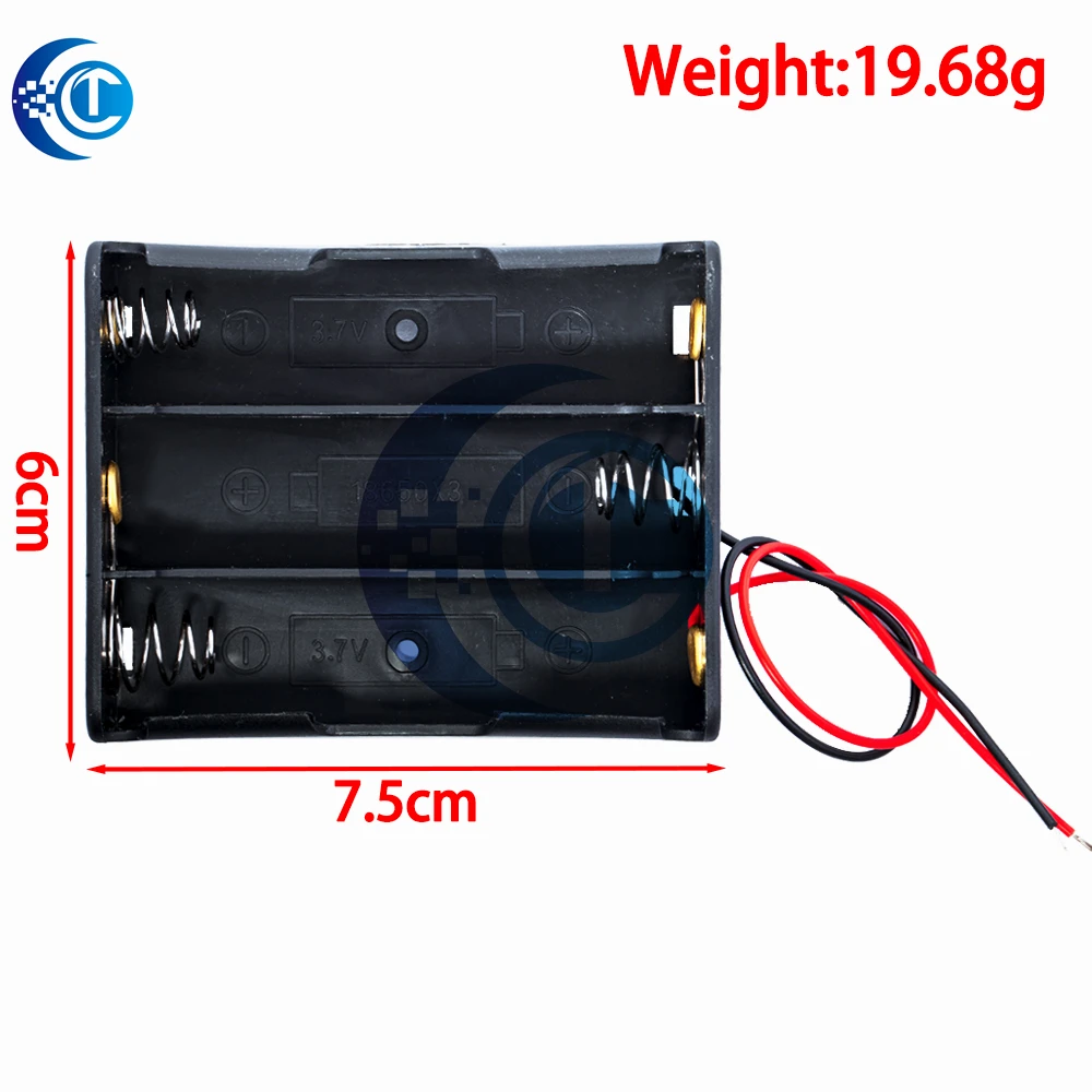 Black Plastic 18650 Battery Storage Case with Wire Lead Pins, Adjustable 1/2/3/4 Slot Battery Holder, DIY Replacement Parts