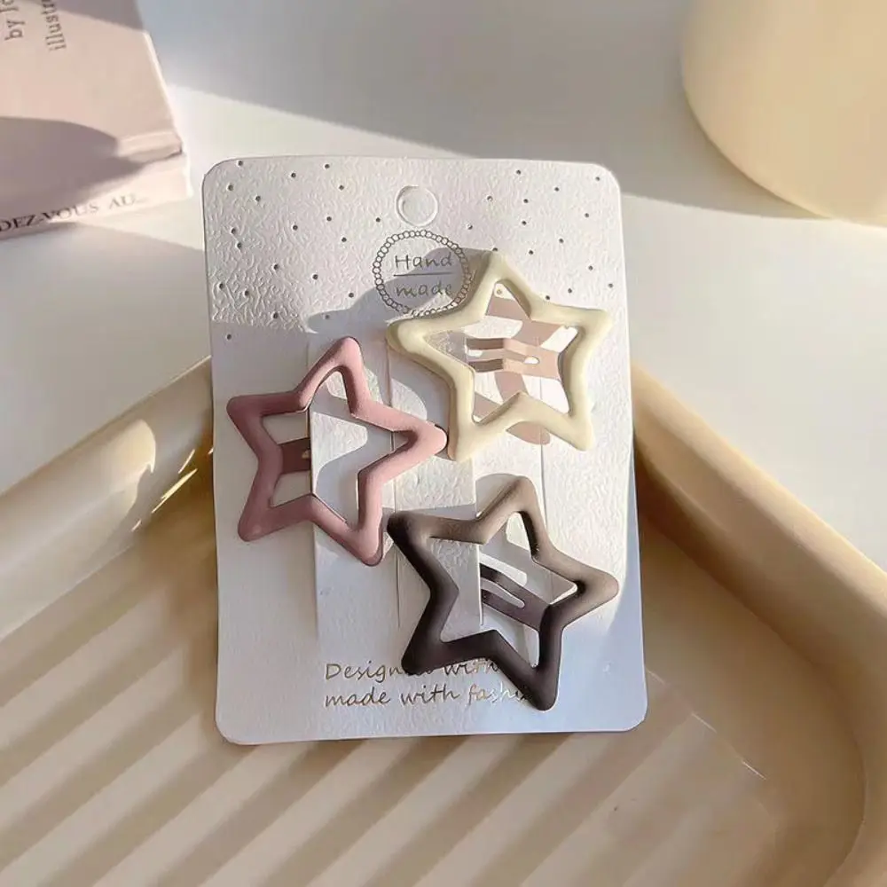 3 ชิ้น/เซ็ตElegant Metal Star Love BBคลิปน้ําหยดเรขาคณิตY2k Barrettesเครื่องประดับสแควร์หญิง