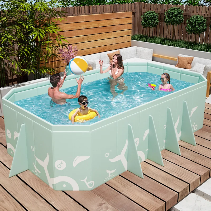 

Foldable Swimming Pool Non Inflation Wooden Board Pool Durable Portable Water Fun Essential for Home Outdoor Adult Child Use