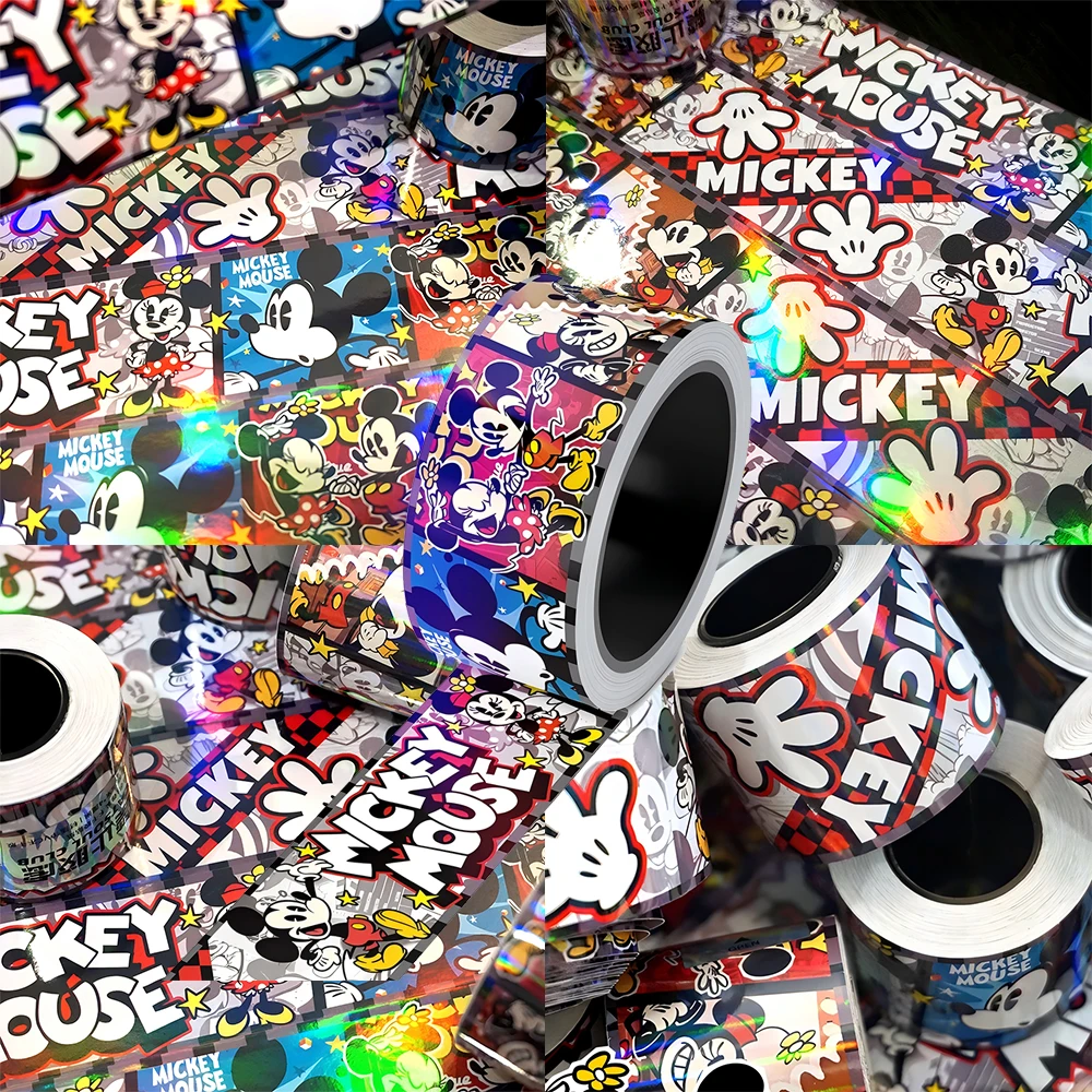 

5Meters/Roll Cartoon Mickey Mouse Laser Tape Stickers Kawaii Disney Anime Decal DIY Laptop Phone Luggage Decoration Sticker Gift
