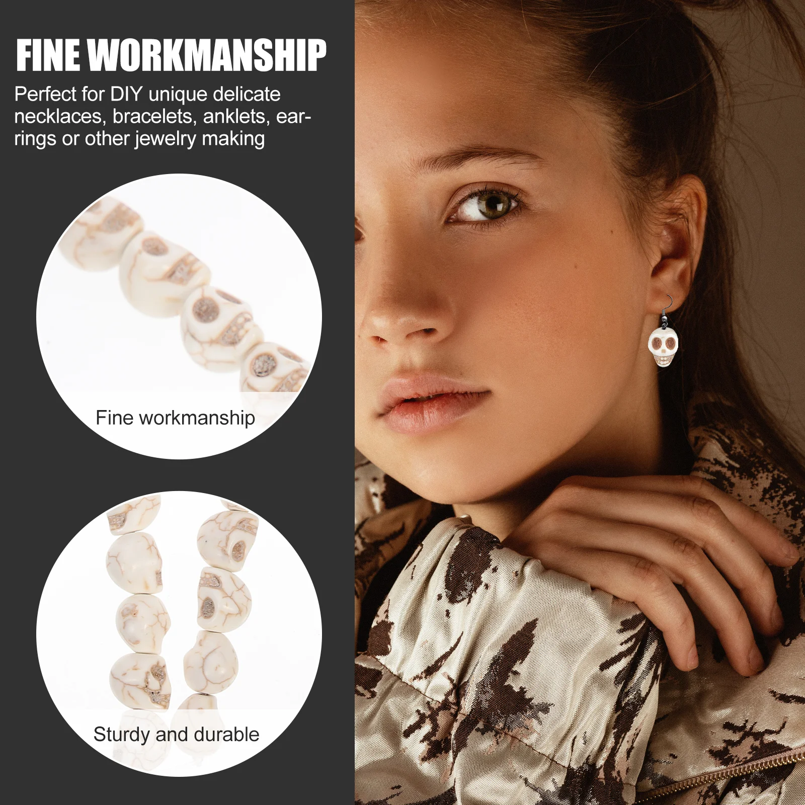 96 Stück türkisfarbenes Totenkopf-Design, lose Perlen, synthetische Charms, DIY-Schmuckzubehör, Armbandherstellung, synthetische Charms