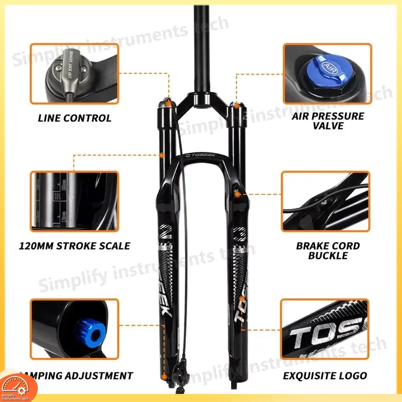 MTB Air Suspension Fork 27.5 29 Inch Magnesium Alloy Front Fork 12x100mm Thru Axle Disc Brake Mountain Bike Shock Absorber