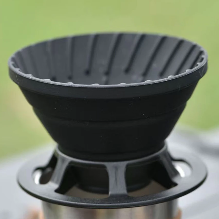 YRP Reusable Coffee Dripper Silicone coffee filter cup for outdoor use for 1-2 people black V01 Barista Coffee Brewing tools