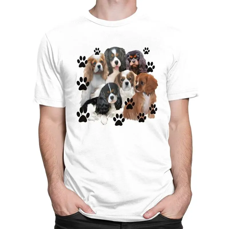Custom Mens Cavalier King Charles Spaniel T Shirts Short-Sleeve Cotton Tshirt Classic T-shirt Casual Tees Slim Fit Clothing