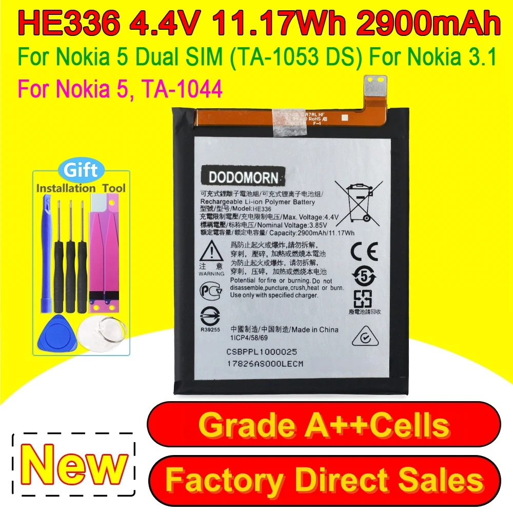 New HE336 Phone Battery For Nokia 3.1 5.1 5 5 Dual SIM TA‑1044 TA‑1053 DS TA‑1049 TA‑1057 TA‑1063 TA‑1070 TA‑1074 TA‑1075
