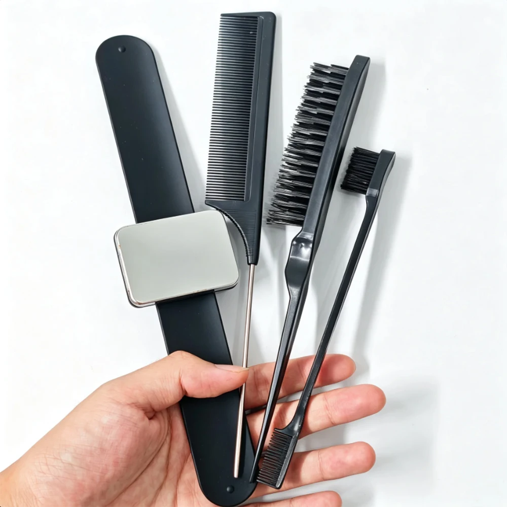 1pc/3pcs/4pcs hairstyling tool set, including a magnetic wrist rest, edge brush, volumizing brush, and rat-tail comb—easy to use