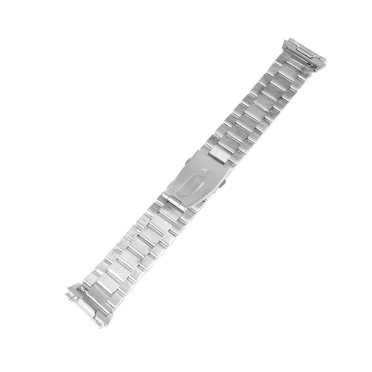 Stainless Steel Watchband Replacement Bracelet Silver Adjustable Smooth Comfortable Three-Bead Buckle Strap Fit