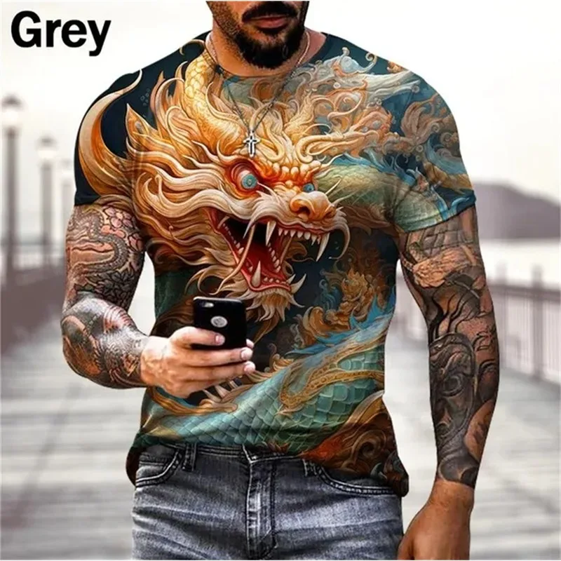 

Chinese Dragon 3D Printed T-Shirts Men's Fashion Hip-Hop Street Casual Funny Personality Male Women Men's Clothing Cosplay