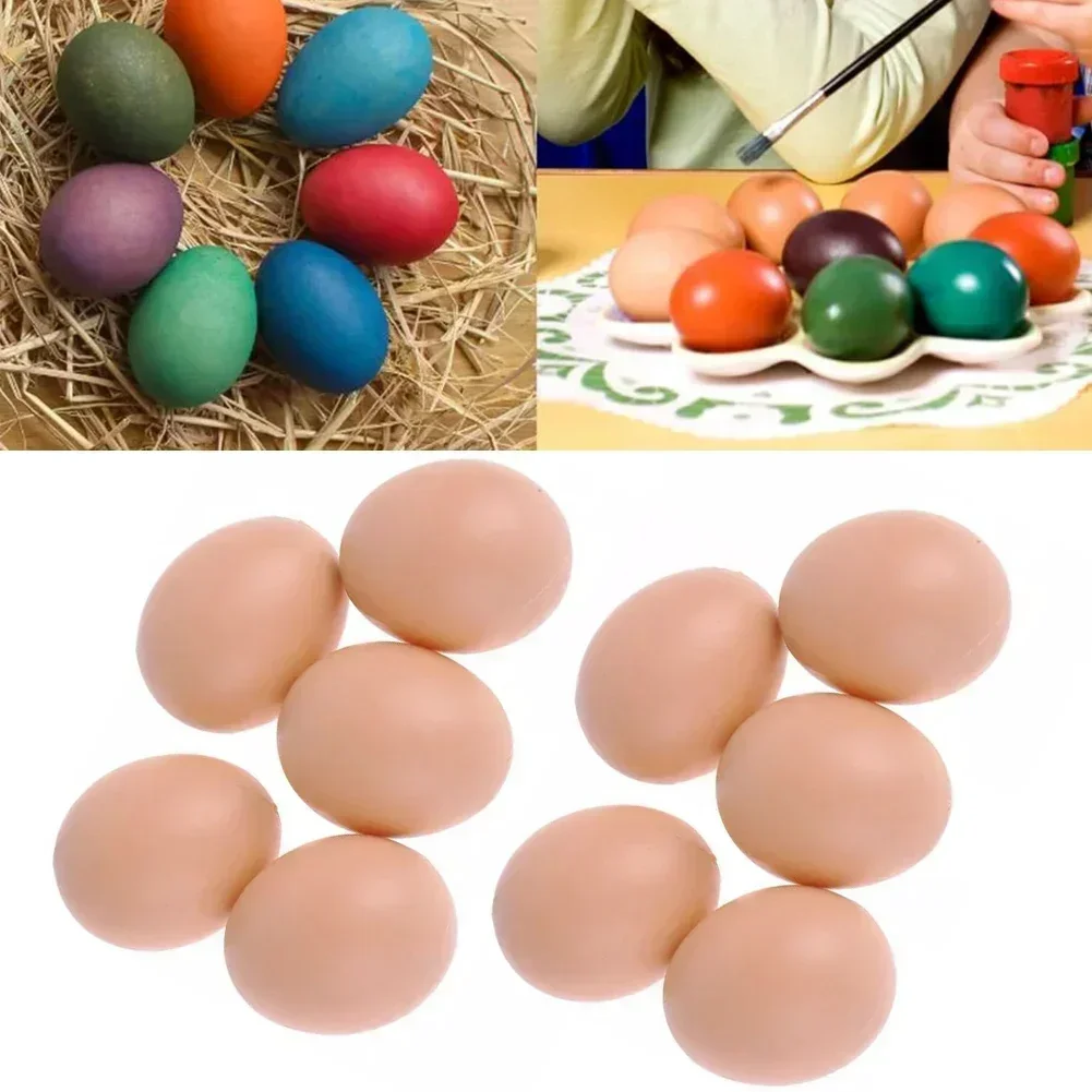 10PCS Hatching Egg Easter Hen Poultry Hatch Breeding Simulation Fake Plastic Artificial Eggs DIY Painting Egg Educational Toys