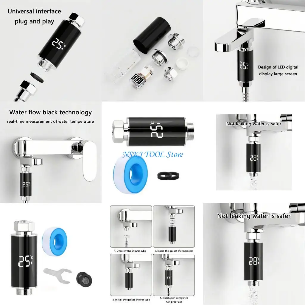 

L8RC Digital Bathroom Shower Faucet Thermometers Shower Temperature Monitor Enduring
