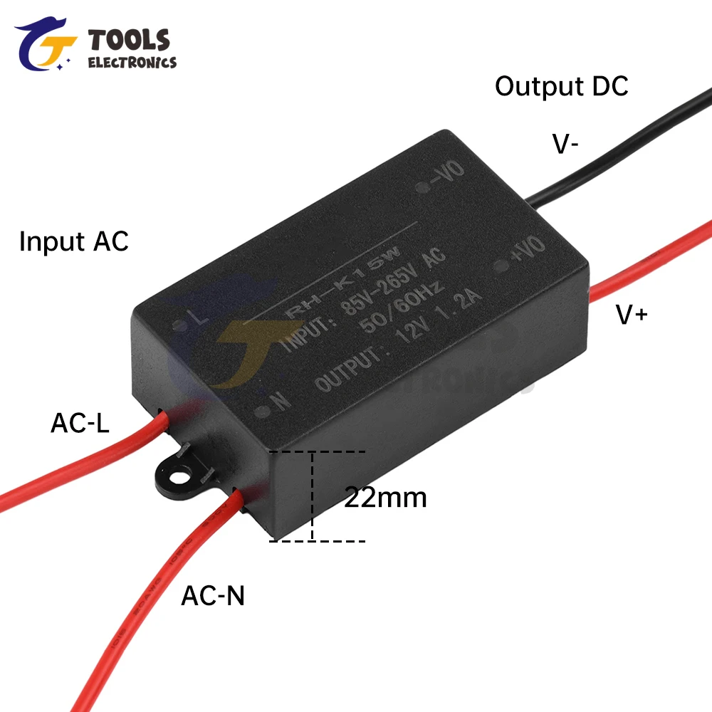 

AC/DC to DC Step-down Power Supply Module AC85-265V to DC 12V 24V 15W Monitoring Switching Power Supply Security Transformer