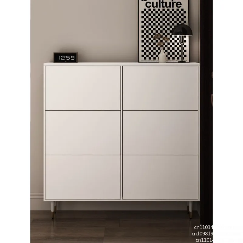 Ultra-thin bright rock slab shoe cabinet 17cm tipping bucket type large-capacity white entrance cabinet