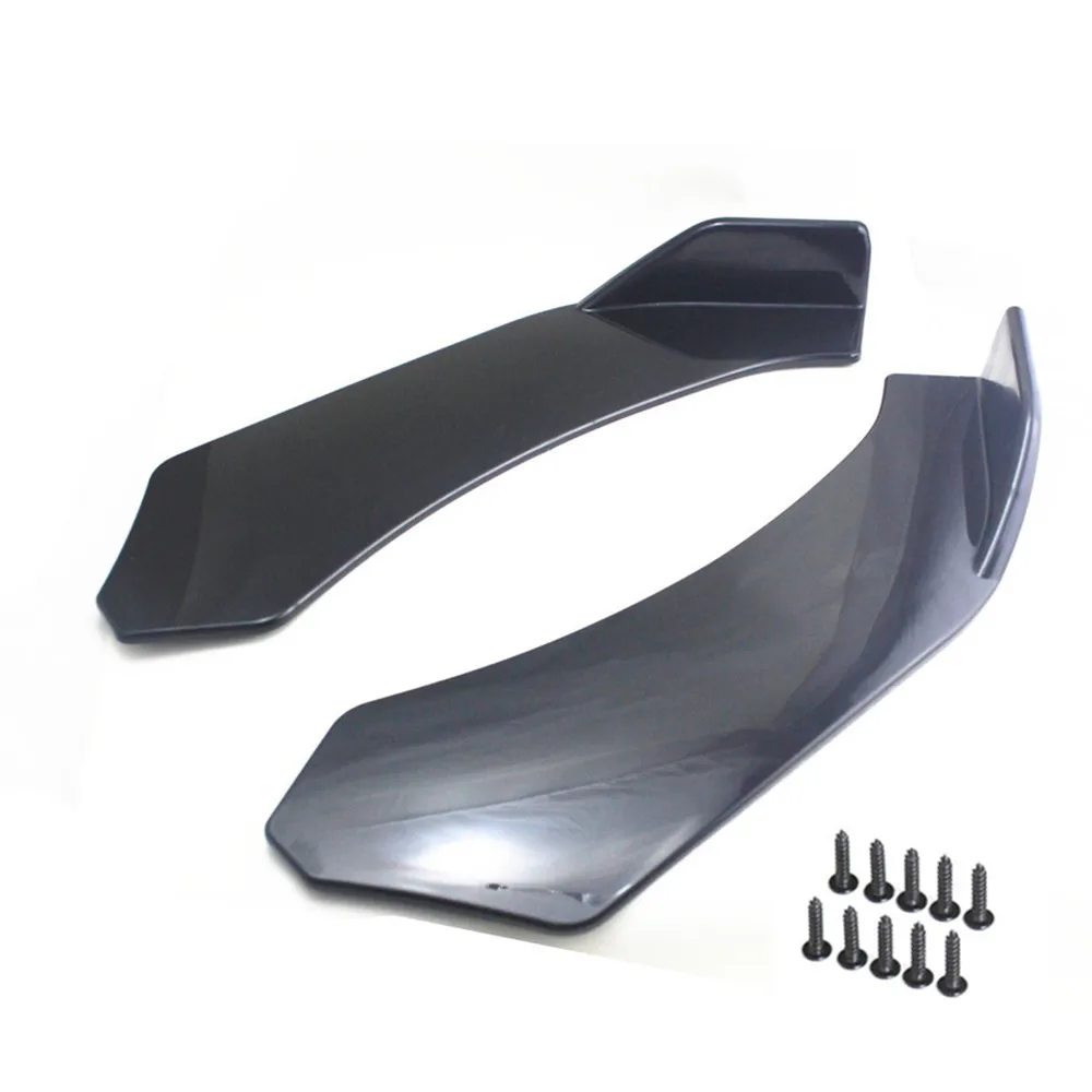 

New 2pcs Black Car Front Bumper Diffuser Splitter Scratch Protector Canard Lip Body Shovels Splitter Lip Body Protector Kit