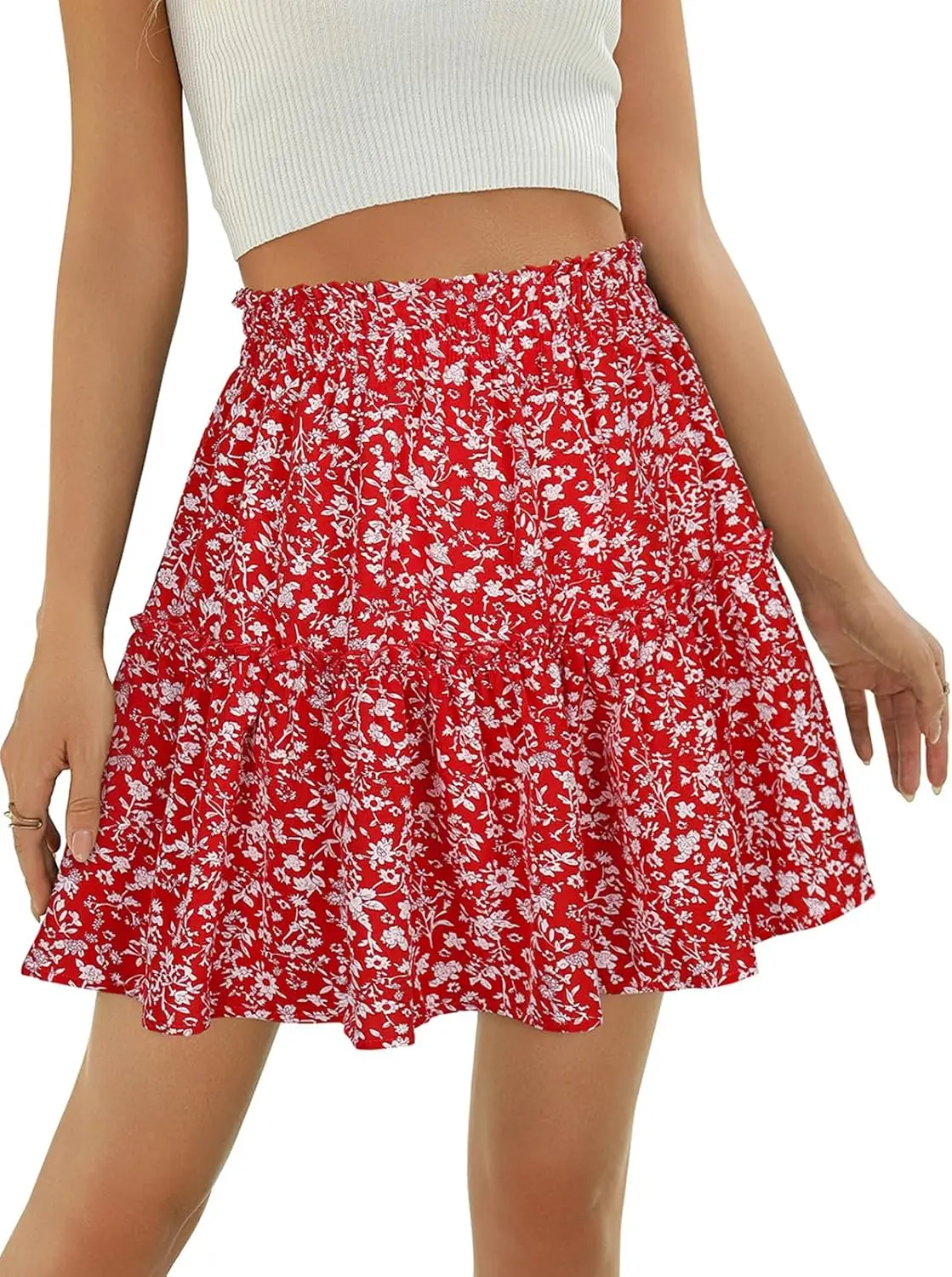 

Luxy Trio Womens Ruffle Mini Skirt 2025 Trendy Beach Vacation High Waisted Tiered A Line Casual Summer Boho Flowy Skirts