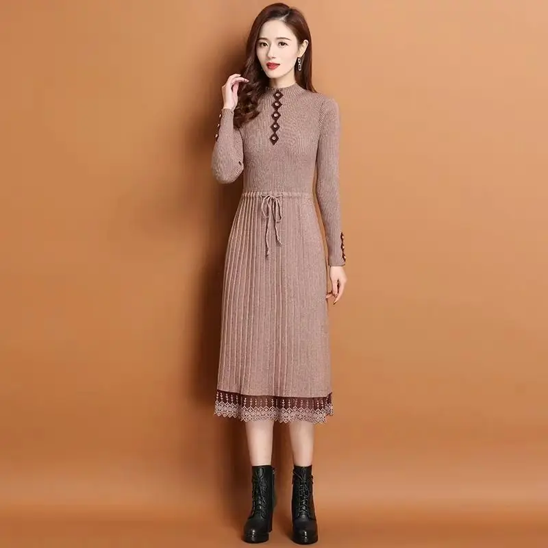 

Knee Length Pullover Fashion Sweaters Jumpers Women Knitted Regular Office Gentlewoman Fairycore Sequins Plush Rolled Sweetheart